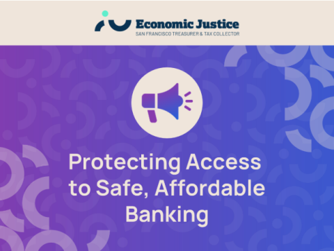 EJC logo, icon of bullhorn and text that reads "Protecting Access to Safe, Affordable Banking"