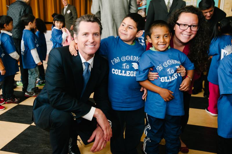 gavin newsom and kids smiling